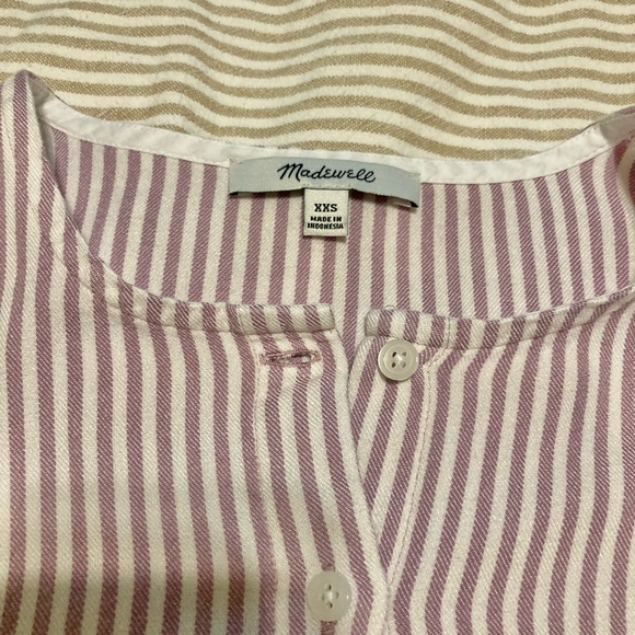 Madewell lavender and white striped ruffle hem peplum blouse - Picture 7 of 9